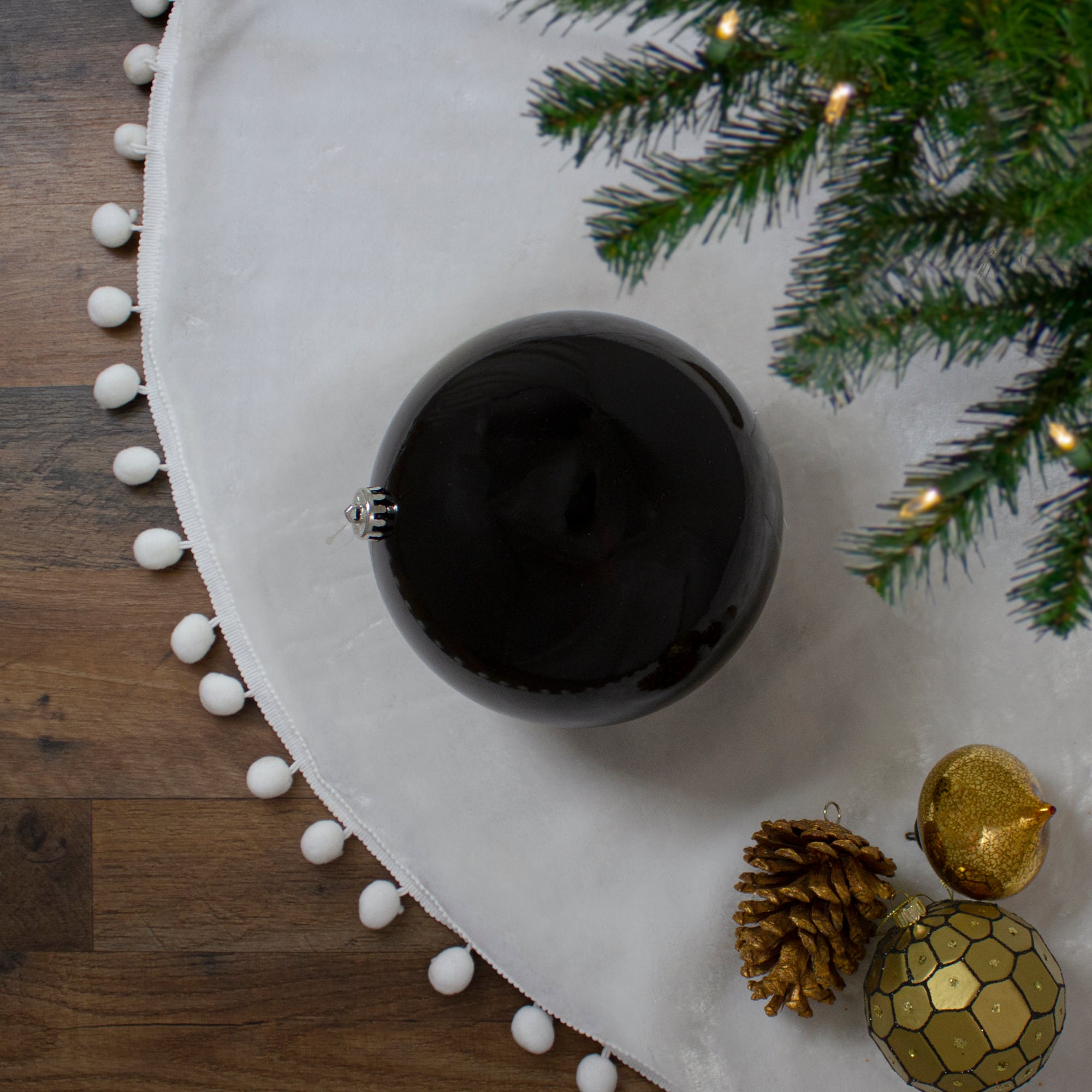 8" Shiny Jet Black Shatterproof Christmas Ball Ornament